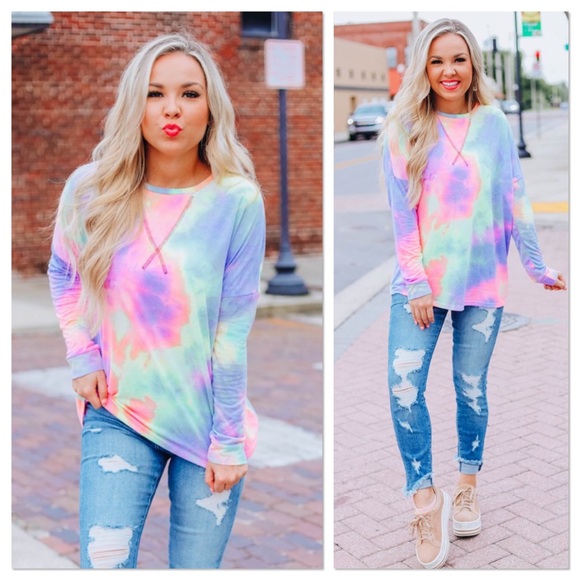 Purple Multi Tie Dye Print Top - Picture 2 of 5